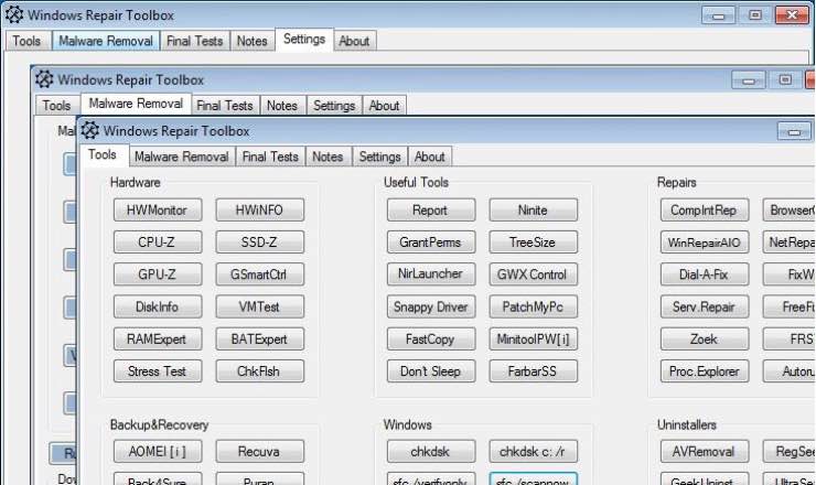 Schermata Windows Repair Toolbox