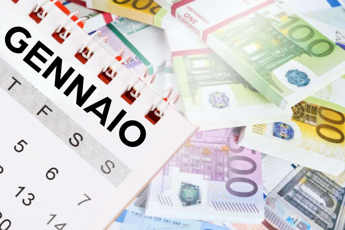 banconote euro sparse e calendario gennaio