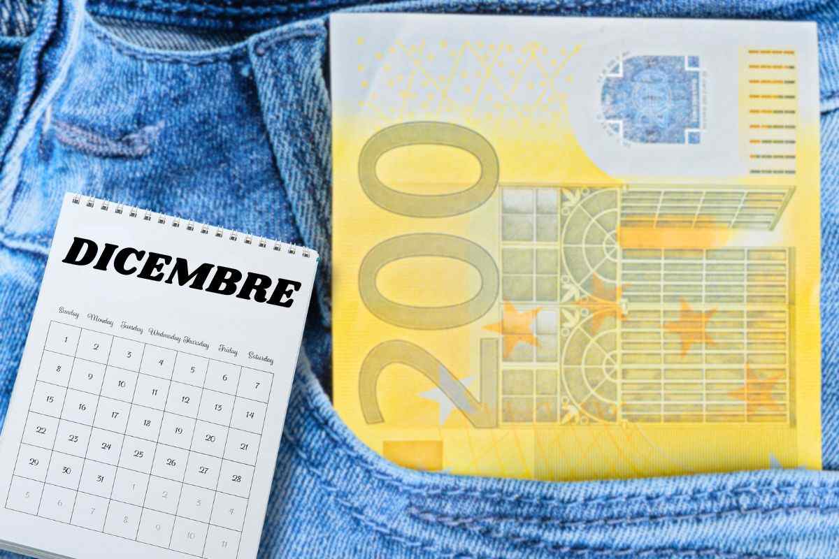 banconota 200 euro per bonus e calendario di dicembre