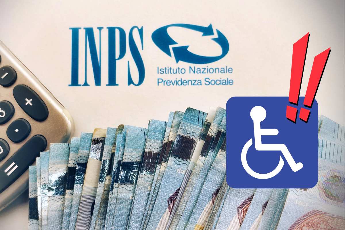 logo inps, punti esclamativi, simbolo e soldi