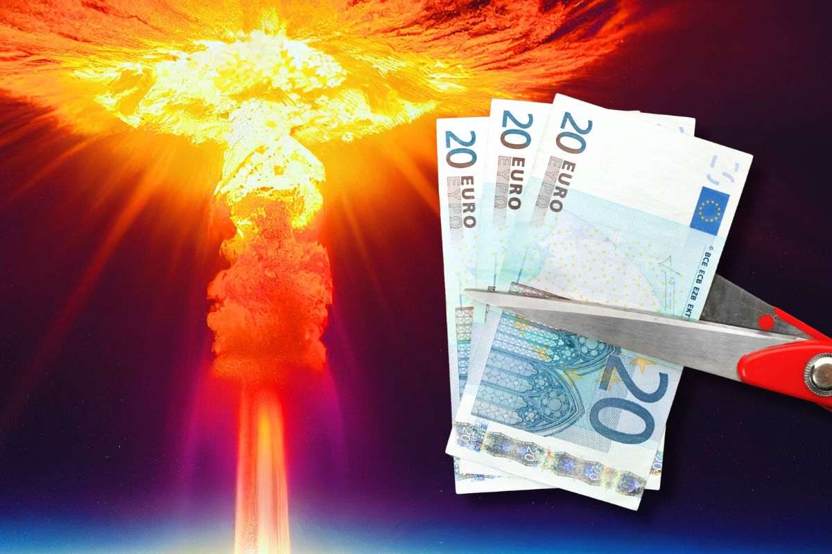 taglio banconote euro di pensioni e scoppio bomba nucleare