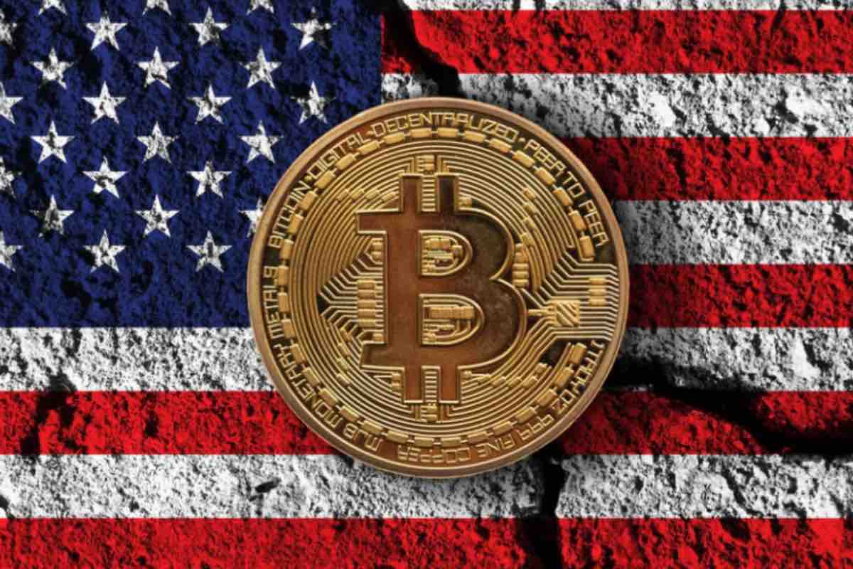 bitcoin e bandiera americana