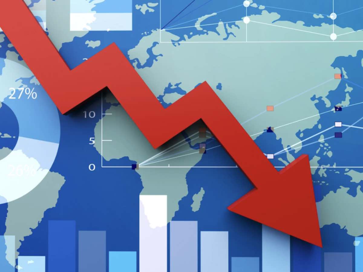 Freccia che segna un crollo sui mercati mondiali 